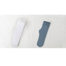 Load image into Gallery viewer, 1/2 Pairs Girls Thin Socks Pack Harajuku Cute Long Frilly Socks Casual Soft Nylon High Elastic Solid White Purple Solid Color Stylish Casual Socks For Men And Women
