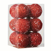 Load image into Gallery viewer, 12-Piece Set:  Large Sparkling Glittering Sequins Foam Ball Ornaments
