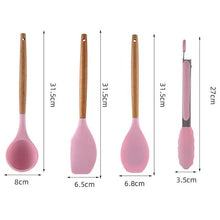 Load image into Gallery viewer, 12-Piece: Wood Handle Silicone Kitchenware
