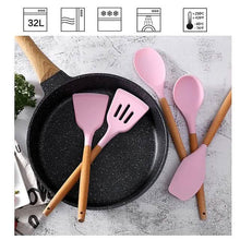 Load image into Gallery viewer, 12-Piece: Wood Handle Silicone Kitchenware
