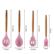 Load image into Gallery viewer, 12-Piece: Wood Handle Silicone Kitchenware
