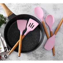 Load image into Gallery viewer, 12-Piece: Wood Handle Silicone Kitchenware
