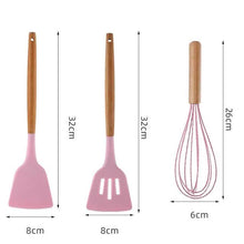 Load image into Gallery viewer, 12-Piece: Wood Handle Silicone Kitchenware
