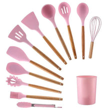 Load image into Gallery viewer, 12-Piece: Wood Handle Silicone Kitchenware

