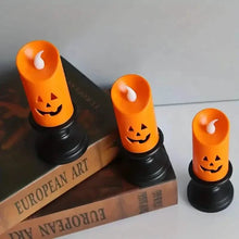 Load image into Gallery viewer, 12-Pieces: Halloween LED Pumpkin Chandelier Candles
