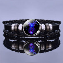 Load image into Gallery viewer, 12 Zodiac Signs Charm Bracelet Men Women Fashion Multilayer Weave Leather Charms 12 Twelve Constellations PU Leather Bracelet Braided Punk Zodiac Sign Bangle
