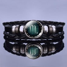 Load image into Gallery viewer, 12 Zodiac Signs Charm Bracelet Men Women Fashion Multilayer Weave Leather Charms 12 Twelve Constellations PU Leather Bracelet Braided Punk Zodiac Sign Bangle
