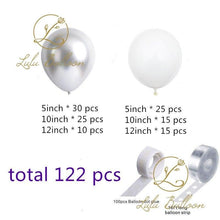 Load image into Gallery viewer, 122 pieces White Silver Latex Balloon Arch Garland Kit For Baby Shower Wedding Birthday Graduation Anniversary Bachelorette Party Luxury Ballons
