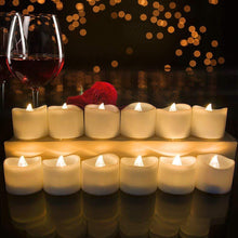 Load image into Gallery viewer, 12/24Pcs Creative LED Candle Flameless LED Tea Lights with Remote Battery Operated Flickering Tea lights Candles with Timer Tea Lights Realistic Fake Candles Battery Powered Flameless Tea Light Lamp For Home Wedding Party Decoration Supplies
