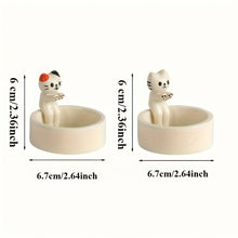 Load image into Gallery viewer, 1pc WhimsyCat Ceramic Kitten Candle Holder - Encaustic Finish Tabletop Animal Theme Decor for Christmas, Halloween, Easter, Thanksgiving, Valentine'S Day

