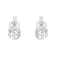 Load image into Gallery viewer, 10K White Gold 0.30 Cttw Round Brilliant-Cut Near Colorless Diamond Bezel-Set Stud Earrings (H-I Color, I1-I2 Clarity)

