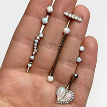 Load image into Gallery viewer, White Synthetic Opal Steel Heptad Right Cartilage Earring
