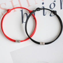 Load image into Gallery viewer, 1/2pcs Adjustable Black Red Leather Rope Bracelet Couple Jewelry Handmade Braided Charm Bracelet Adjustable Rope Bracelets Jewelry Gift Bracelets For Men Women Mutual Attraction Handmade Rope For Women Men
