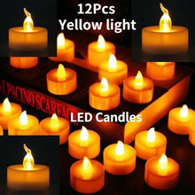 Load image into Gallery viewer, 12Pcs New Battery Operated LED Tea Lights Candles  Realistic and Bright Flickering Bulb Battery Operated Flameless LED Tea Light for Seasonal and Festival Celebration Home Decoration Flameless  birthday Decorations Party Supplies
