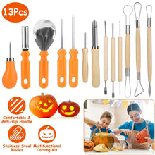 Load image into Gallery viewer, 13-Pieces: Halloween Pumpkin Stainless Steel Carving Kit
