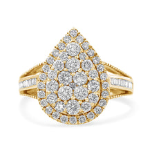 Load image into Gallery viewer, 10K Yellow Gold Plated .925 Sterling Silver 1 1/2 Cttw Round-Cut Diamond Cocktail Ring (I-J Color, I1-I2 Clarity) - Size 7
