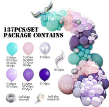 Load image into Gallery viewer, 132Pcs/set Mermaid Balloon Arch Kit Mermaid Tail Balloons Mermaid Party Decoration Balloons For Party Girl Birthday Party Modern Decoration
