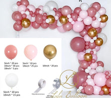 Load image into Gallery viewer, 135 pcs Rosewood Blush Pink And Gold Balloons For Girls Garden Tea Party Birthday Wedding Balloon Baby Shower Party Birthday Ballons Girl Party Decoration
