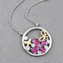 Load image into Gallery viewer, 1.47 Carat Genuine Ruby and White Topaz .925 Sterling Silver Pendant
