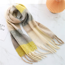 Load image into Gallery viewer, New Luxury Winter Soft Head Wraps Plaid Scarf Shawls Cashmere  Warm Cashmere Scarves Rainbow For Women
