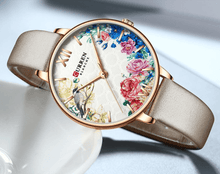 Load image into Gallery viewer, Womens Watches With Decoupage Flower Patterns And Details Of Large Roman Numbers
