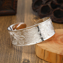 Load image into Gallery viewer, Big Elegant Luxury Amazing Classic Fashion Flower Metal Tibetan Indian Silver Vintage Retro Fashion Cuff Bracelet Bangle For Woman With Details of Animals
