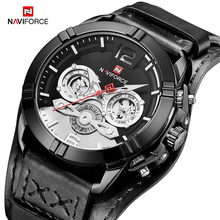 Load image into Gallery viewer, Men's Leather Waterproof Watch With Chronometers And Fluorescent Hands Excellent Design Perfect Gift

