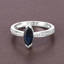 Load image into Gallery viewer, 1.44 Carat Genuine Blue Sapphire and White Diamond 14K White Gold Ring
