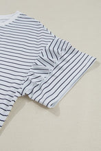 Load image into Gallery viewer, White Striped Round Neck Short Sleeve Mini Dress Casual &amp; Playful Everyday Look Dress

