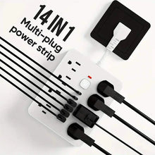 Load image into Gallery viewer, 14-in-1 Power Strip With 4 USB Outlets, 2 Type-C Outlet and 8 AC Socket Outlets
