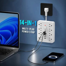 Load image into Gallery viewer, 14-in-1 Power Strip With 4 USB Outlets, 2 Type-C Outlet and 8 AC Socket Outlets

