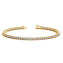 Load image into Gallery viewer, Lab Grown Round Diamond Tennis Bracelet in 14k Yellow Gold (3 cctw F/G  VS2/SI1)
