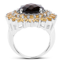 Load image into Gallery viewer, 8.56 Carat Genuine Smoky Quartz &amp; Citrine .925 Sterling Silver Ring

