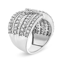 Load image into Gallery viewer, .925 Sterling Silver 2 3/8 Cttw Diamond Multi Row Overlay Band Ring ( J-K Color, I3 Clarity) - Ring Size 7
