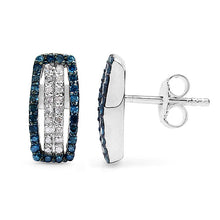 Load image into Gallery viewer, 0.51 Carat Genuine Blue Diamond &amp; White Diamond .925 Sterling Silver Earrings
