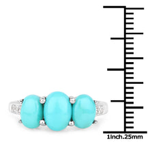 Load image into Gallery viewer, 2.97 Carat Genuine Turquoise and White Zircon .925 Sterling Silver Ring
