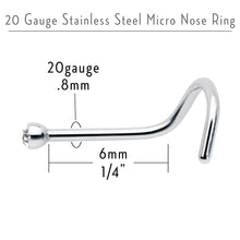 Load image into Gallery viewer, 20G Stainless Steel Crystalline Gem Micro Nose Ring Twister
