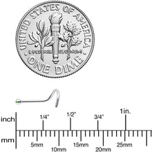 Load image into Gallery viewer, 20G Stainless Steel Green Gem Micro Nose Ring Twister
