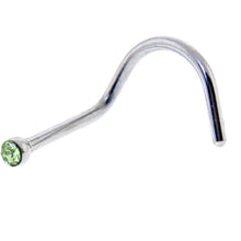 Load image into Gallery viewer, 20G Stainless Steel Green Gem Micro Nose Ring Twister
