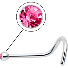 Load image into Gallery viewer, 20G Stainless Steel Pink Gem Micro Nose Ring Twister
