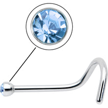 Load image into Gallery viewer, 20G Stainless Steel Light Blue Gem Micro Nose Ring Twister
