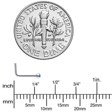 Load image into Gallery viewer, 20G Stainless Steel Sapphire Blue Gem Micro Nose Ring L-Shaped
