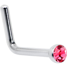 Load image into Gallery viewer, 20G Stainless Steel Pink Gem Micro Nose Ring L-Shaped

