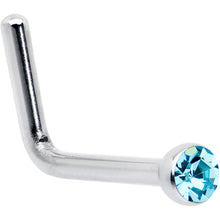 Load image into Gallery viewer, 20G Stainless Steel Aqua Gem Micro Nose Ring L-Shaped
