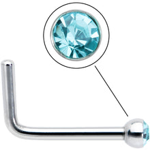 Load image into Gallery viewer, 20G Stainless Steel Aqua Gem Micro Nose Ring L-Shaped
