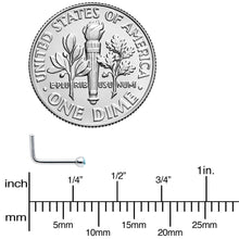 Load image into Gallery viewer, 20G Stainless Steel Aqua Gem Micro Nose Ring L-Shaped
