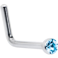 Load image into Gallery viewer, 20G Stainless Steel Light Blue Gem Micro Nose Ring L-Shaped
