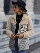 Load image into Gallery viewer, Unique Autumn Leopard Color Block Zip-Up Jacket Trendy Lightweight Jacket with Pockets Charming Winter Jacket
