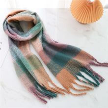 Load image into Gallery viewer, New Luxury Winter Soft Head Wraps Plaid Scarf Shawls Cashmere  Warm Cashmere Scarves Rainbow For Women
