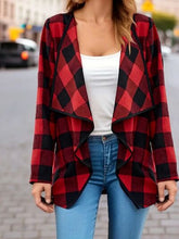 Load image into Gallery viewer, Elegant Plaid Open Front Long Sleeve Jacket Stylish &amp; Cozy Lightweight Breathable Outerwear
